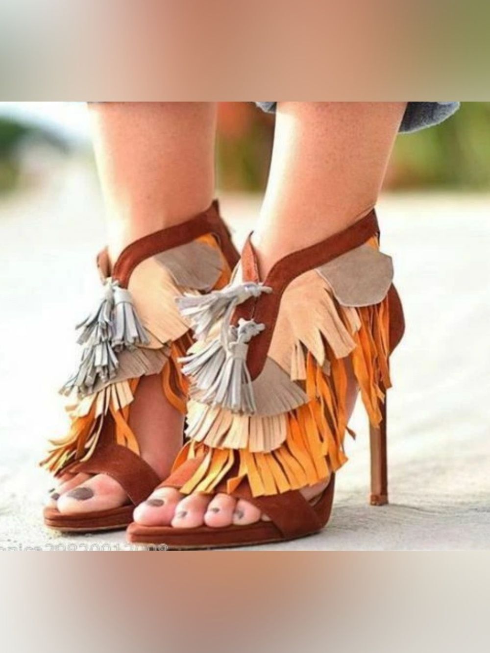 NEW ZARA MULTICOLOR Tri-color FRINGE SANDAL HIGH HEELS size 39 BLOGGERS FAVE